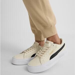 PUMA Smash v3 Platform Sneakers Cream Black Sz 9